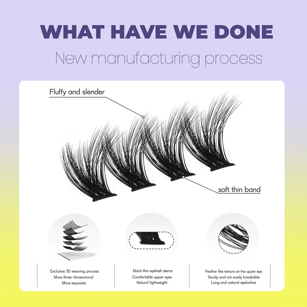 Lashes Clusters Cat Eyelashes Wispy Individual Lashes Extensions Volume Fluffy Clusters Lashes DIY Eyelashes Makeup