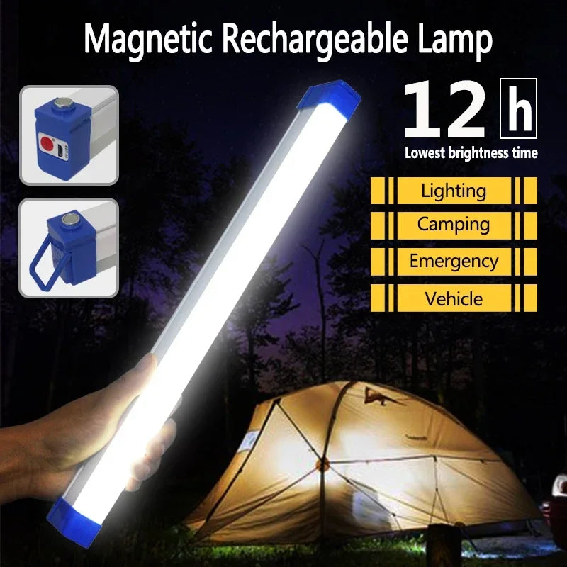 LED Rechargeable Lamp Flashlight Tube USB Emergency Light Camping Magnetic Portable Lightinging Night Market Outdoor Vehicle
