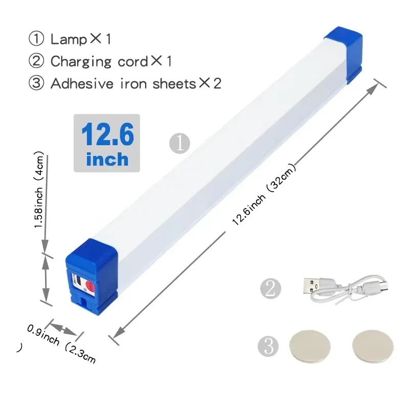 LED Rechargeable Lamp Flashlight Tube USB Emergency Light Camping Magnetic Portable Lightinging Night Market Outdoor Vehicle