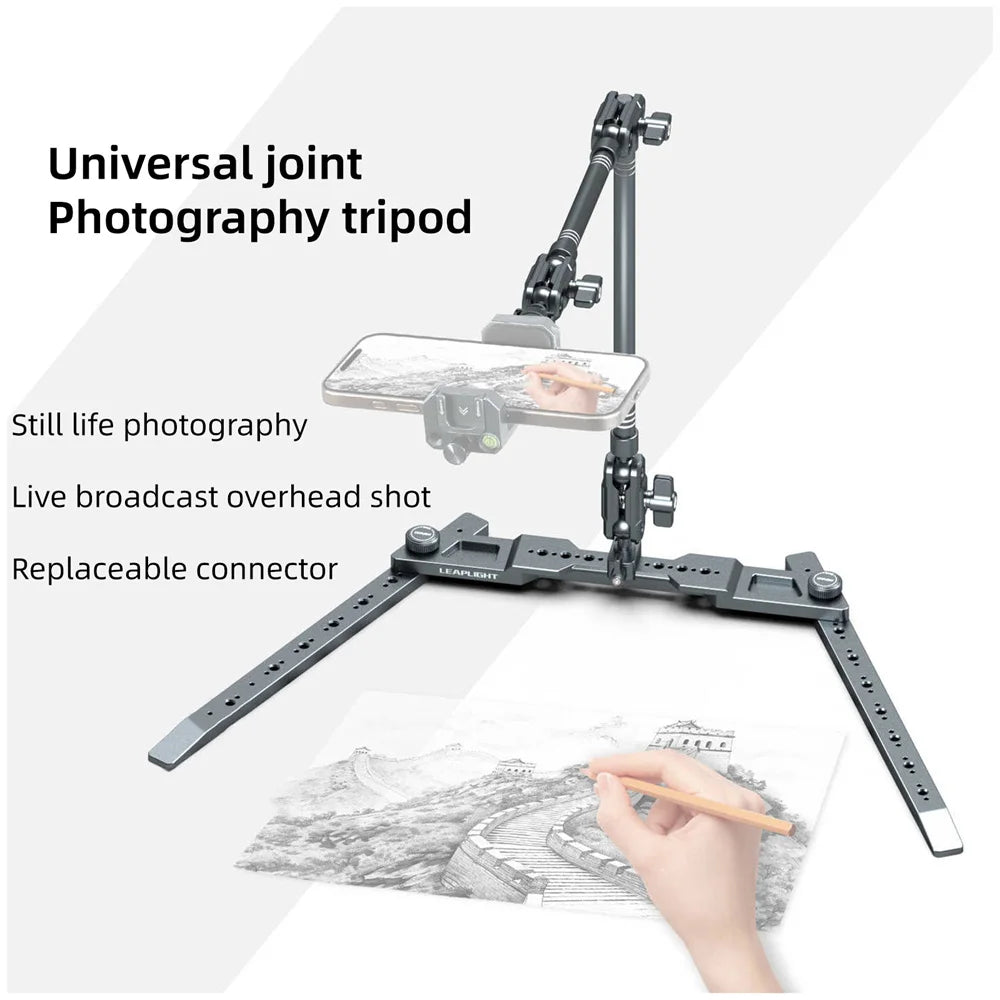 360 Rotating Photography Tripod Aluminum Phone Overhead Stand Desktop Tripod for Djl Pocket 3 Shooting Recording Video