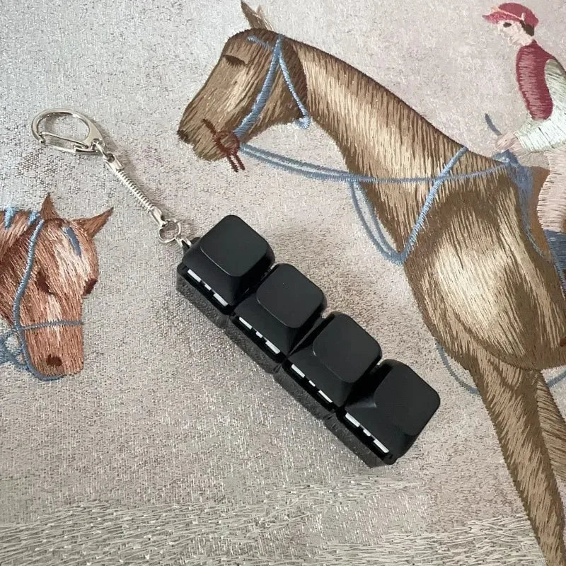 New Stress Anxiety Relief Keyboard Keychain Four Finger Button for Office Home Adults Kid Decompression Clicker Hot Gadget Gifts