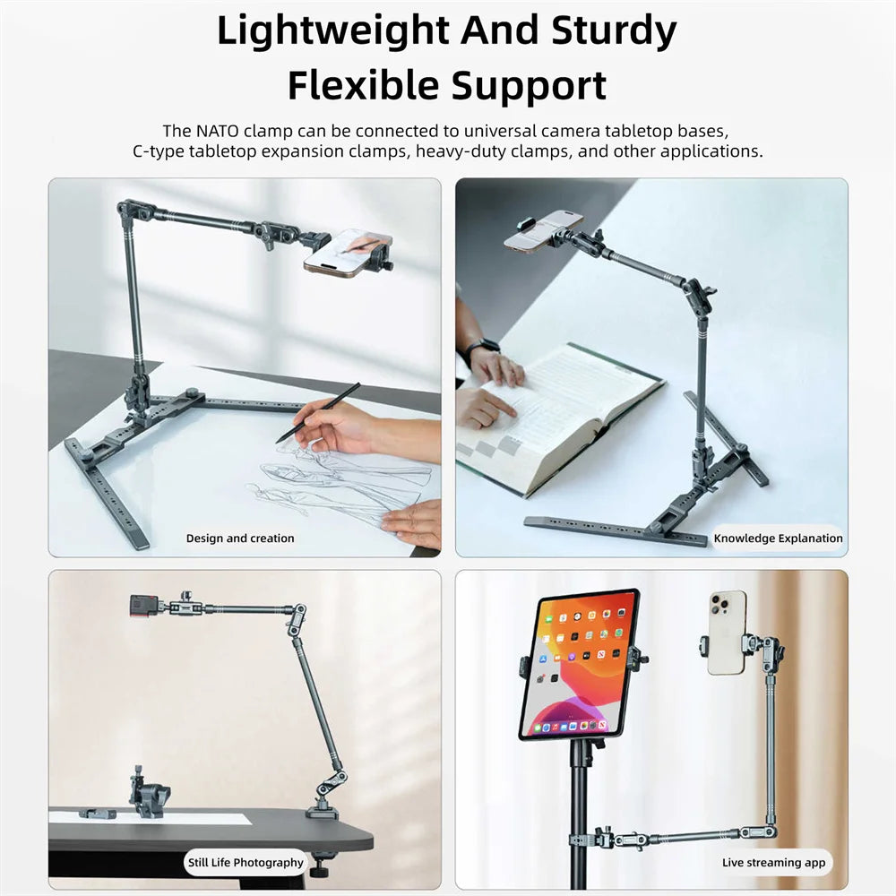 360 Rotating Photography Tripod Aluminum Phone Overhead Stand Desktop Tripod for Djl Pocket 3 Shooting Recording Video