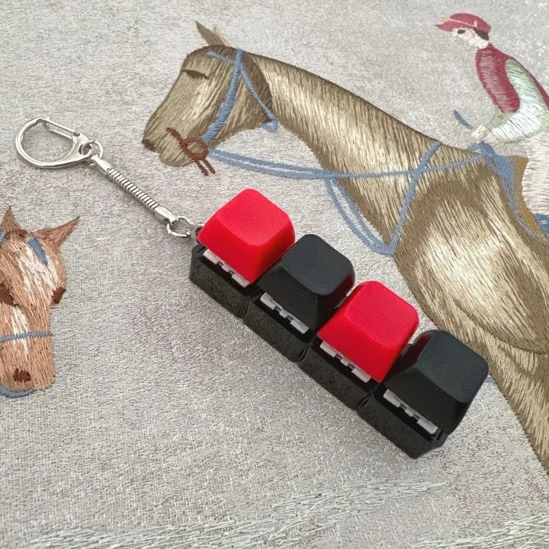 New Stress Anxiety Relief Keyboard Keychain Four Finger Button for Office Home Adults Kid Decompression Clicker Hot Gadget Gifts