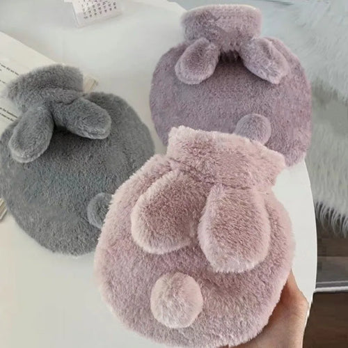 300ML Cute Plush Rabbit Hot Water Bag with Cover for Winter Hand Feet Warmer Explosion-Proof Reusable Jug Bottle for Hot Water